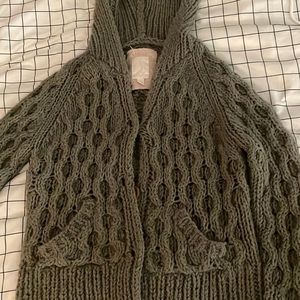 Fairy core forest green grunge hood cardigan